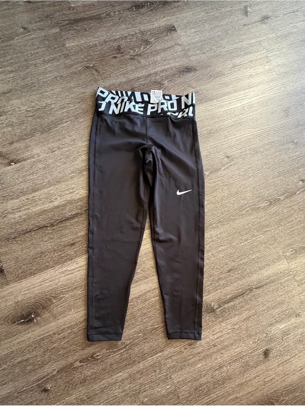 Nike Black Leggings with Light Blue Logo Waistband